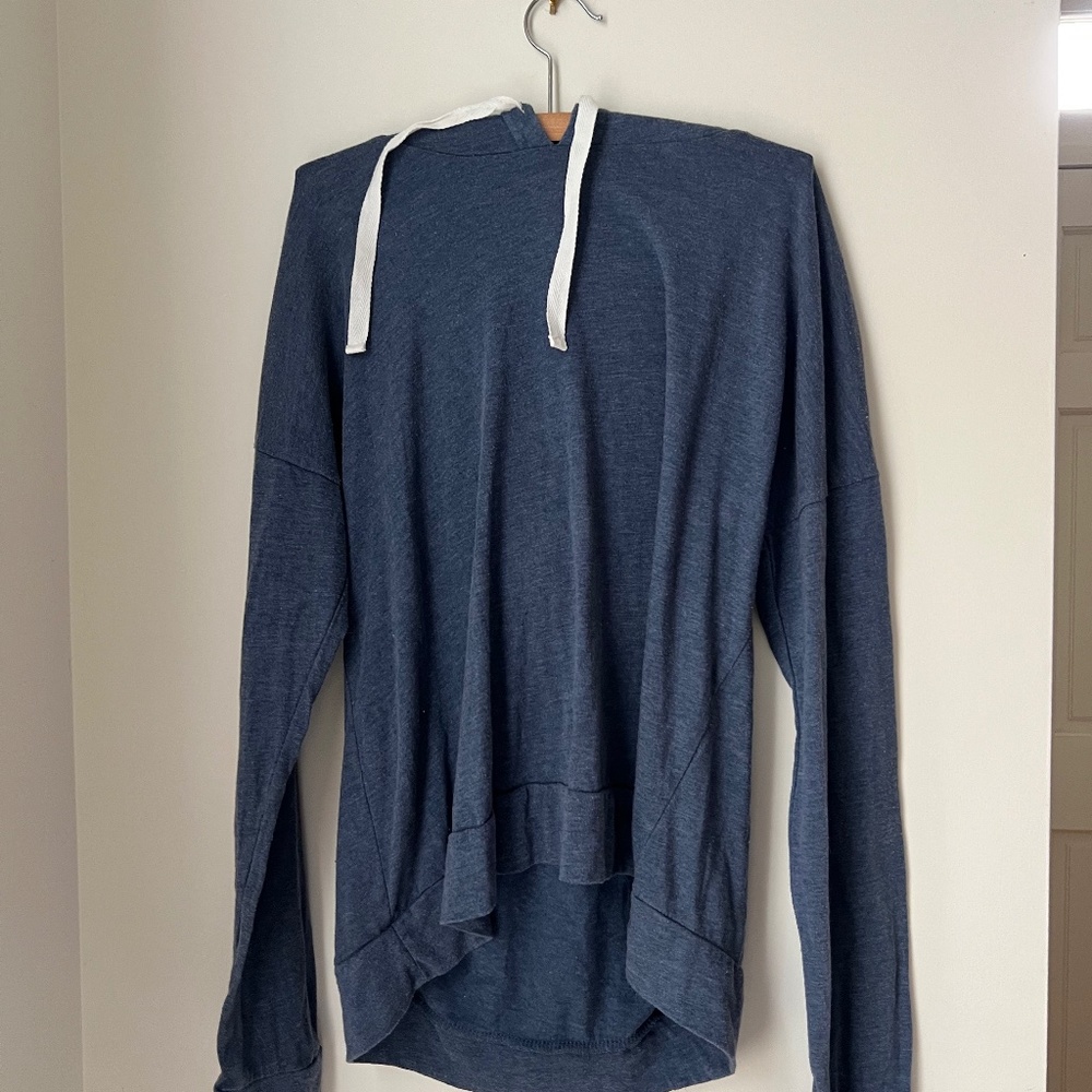 Blue Long Sleeve Hooded Shirt